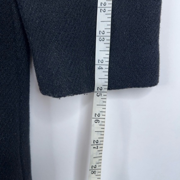 J Crew Black Wool Coat Italian Stadium Cloth Hooded Classic Winter Black Size 4 - Picture 8 of 9